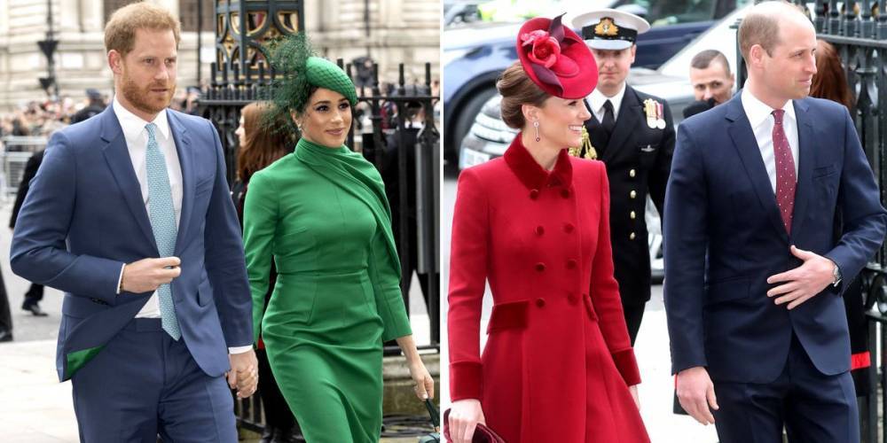 The Sussexes and the Cambridges Shared a Brief Hello Before Commonwealth Day Services - www.harpersbazaar.com