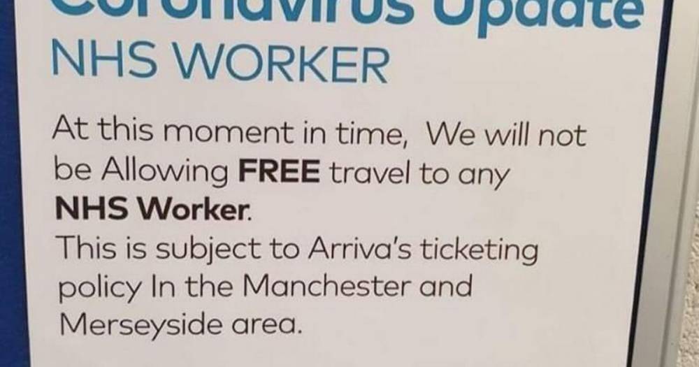 Arriva admits controversial poster about NHS staff 'not clear or reflective' of their commitment' to key workers - www.manchestereveningnews.co.uk - Manchester