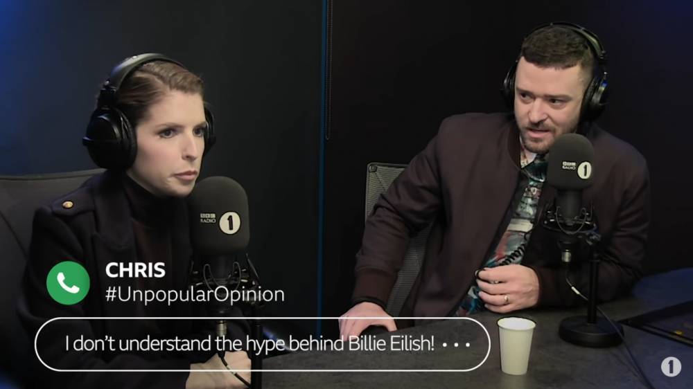 Justin Timberlake And Anna Kendrick Get Riled Up As Radio 1 Caller Says They’re Not A Fan Of Billie Eilish: ‘She’s The Real Deal!’ - etcanada.com