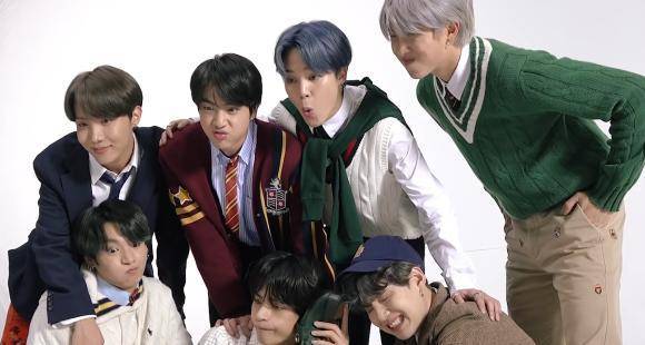 VIDEO: BTS' Jin accidentally bumps into Jimin & V picks up Mochi as the mischievous boys pose for group shots - www.pinkvilla.com