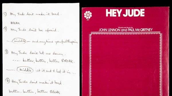Paul McCartney’s handwritten Hey Jude lyrics fetch huge price at auction - www.breakingnews.ie