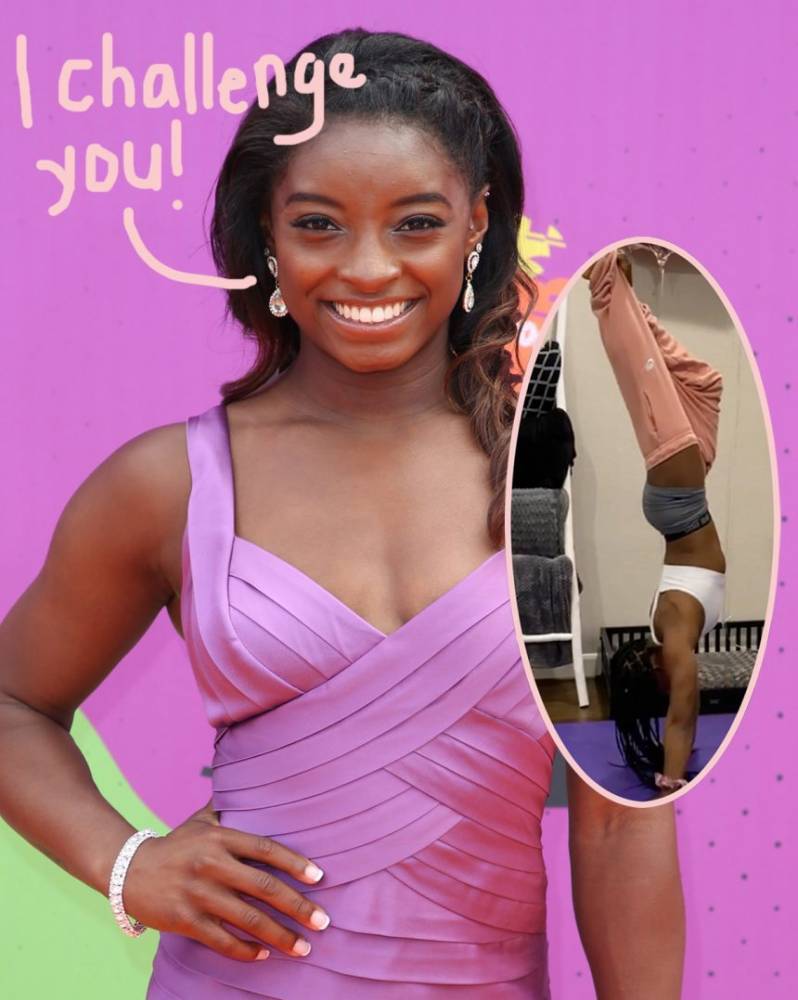Simone Biles Takes Off Her Pants — While In A Full Handstand! Watch Her New Challenge! - perezhilton.com