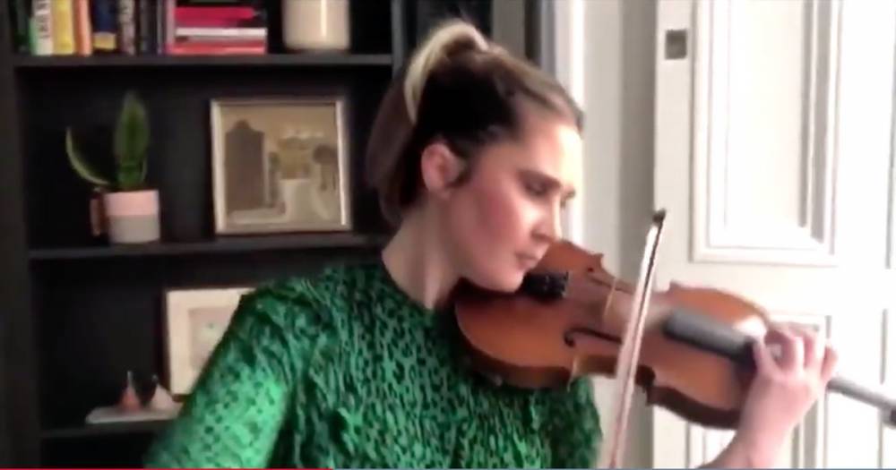 Presenter Polly Bartlett plays violin version of STV News theme tune while working from home - www.dailyrecord.co.uk