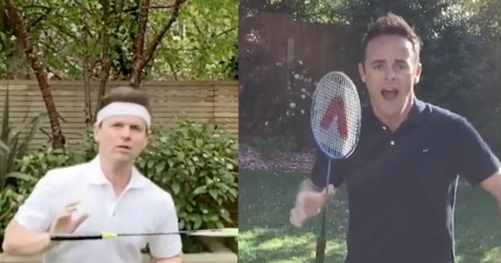 Ant and Dec play hilarious game of social-distancing badminton over the garden wall - www.ok.co.uk
