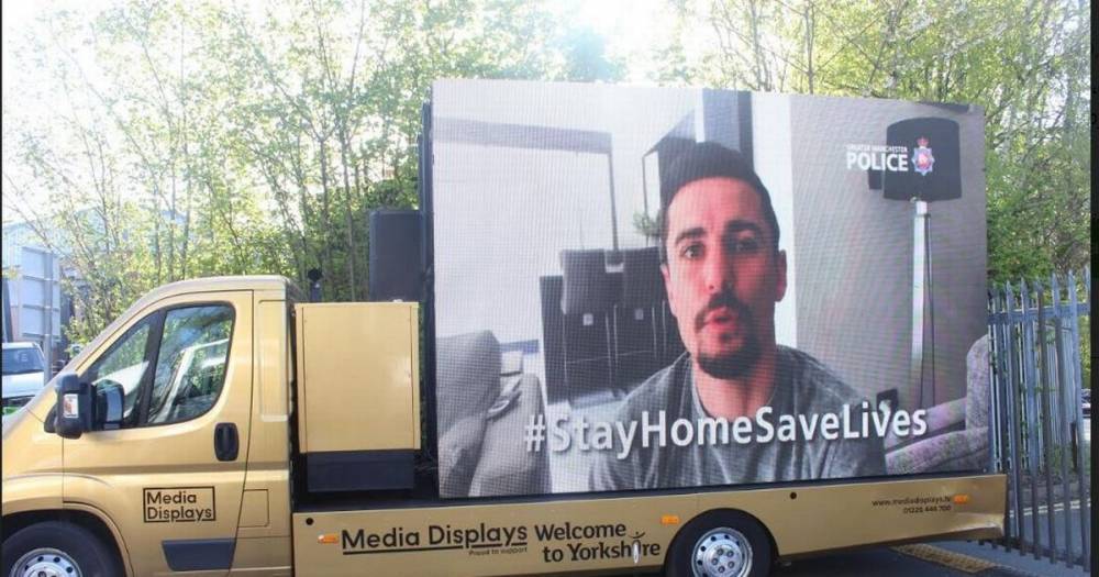 GMP mobile billboard featuring celebrities to tour Manchester reinforcing the stay at home message - www.manchestereveningnews.co.uk - Manchester