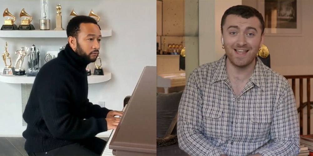 John Legend & Sam Smith Sing a Duet at Home with Their Oscars in the Background! - www.justjared.com