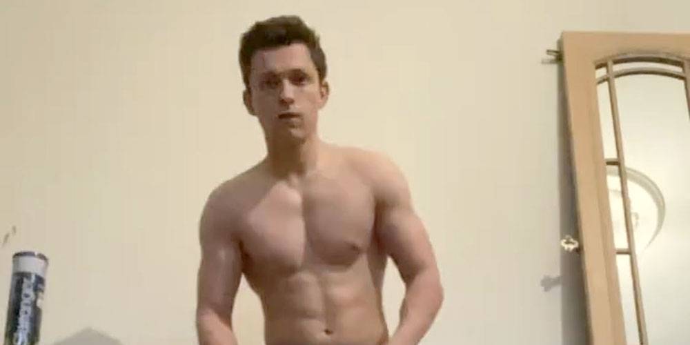 Tom Holland Attempts The 'Impossible Challenge' Of Putting a Shirt On While Doing a Handstand - www.justjared.com