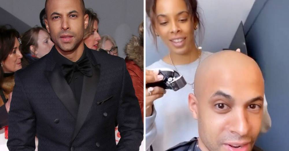 Rochelle Humes shaves husband Marvin's hair during lockdown – as pair reveal gender of their baby - www.ok.co.uk
