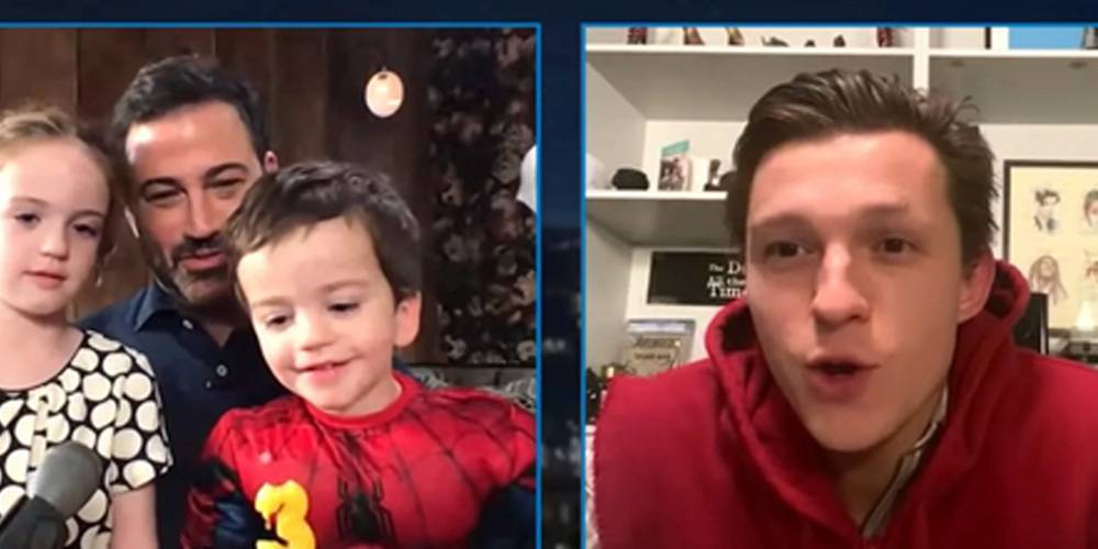 Tom Holland Adorably Surpises Jimmy Kimmel's Spider-Man Obsessed Son on His Third Birthday - Watch! - www.justjared.com