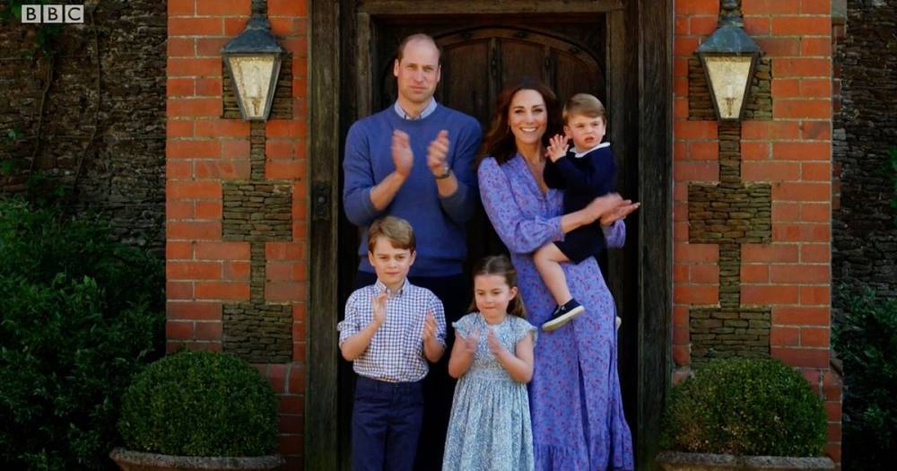 Prince William, Kate Middleton and the royal children stun in blue as they join in on NHS Clap for Carers on The Big Night In - www.ok.co.uk