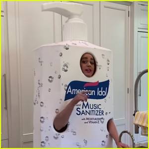 Katy Perry Wears Giant Hand Sanitizer Costume in Honor of 'American Idol' - Watch! - www.justjared.com - USA - county Hand - city Sanitizer, county Hand