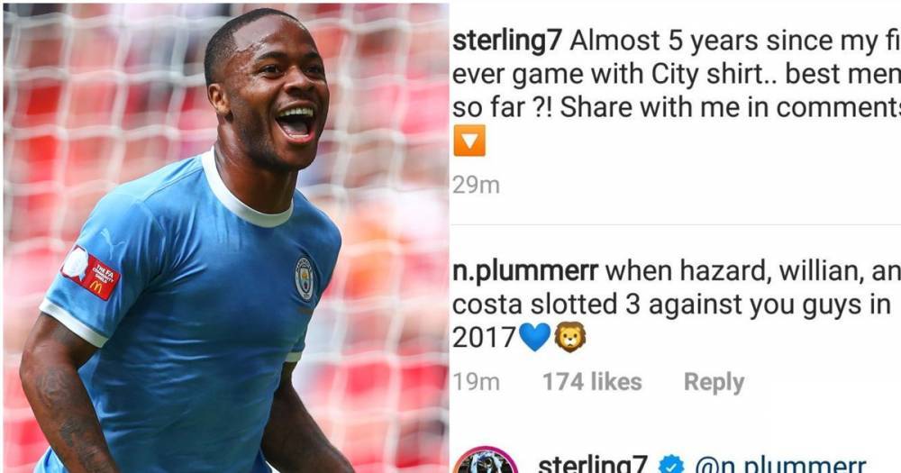 Raheem Sterling trolls Chelsea FC fan with perfect response to Man City jibe - www.manchestereveningnews.co.uk - Manchester