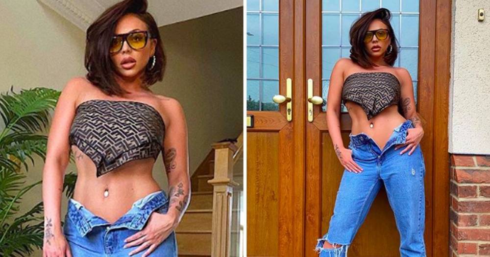 Jesy Nelson stuns as she flaunts abs in tiny handkerchief top while joking about 'popping to the shops' - www.ok.co.uk
