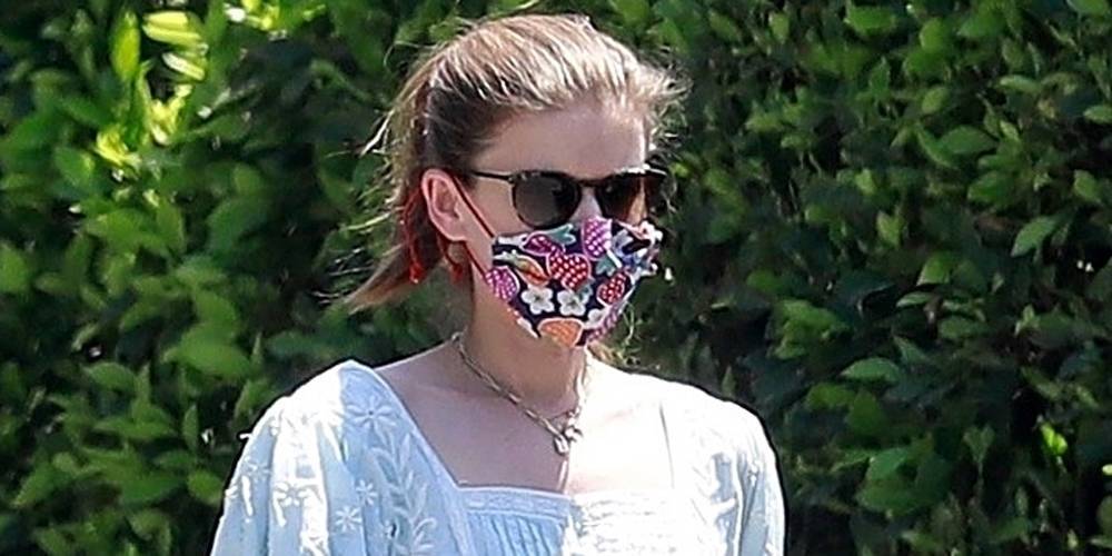 Kate Mara Wears Pretty Floral Mask While Out Walking Her Dog - www.justjared.com - Los Angeles - Los Angeles