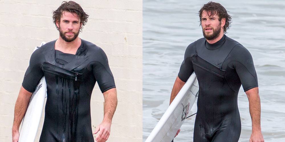 Liam Hemsworth Gets In a Surf Session In His Skintight Wetsuit - www.justjared.com - Australia