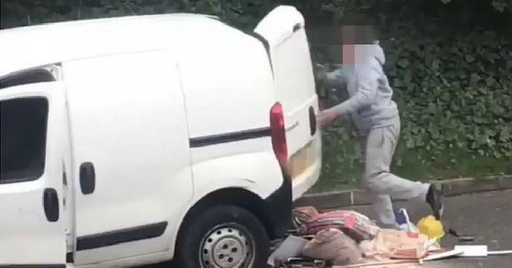Video shows brazen fly-tippers dumping rubbish from white van in the middle of a Bolton street - www.manchestereveningnews.co.uk - county Charles