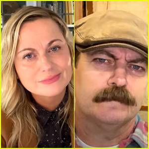 Amy Poehler & Nick Offerman Reunite in First 'Parks & Recreation Special' Clip - Watch! - www.justjared.com