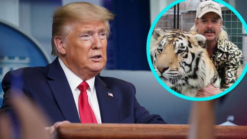 President Trump Says He Will 'Take a Look' When Asked If He'd Pardon Joe Exotic - www.etonline.com - New York