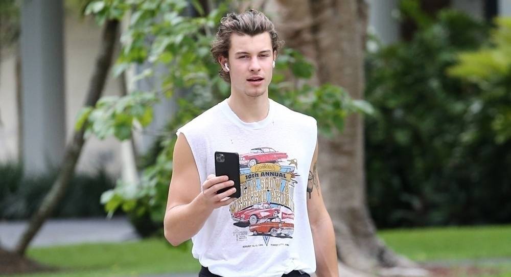 Shawn Mendes Takes a Call During His Neighborhood Stroll - www.justjared.com - Miami - Florida