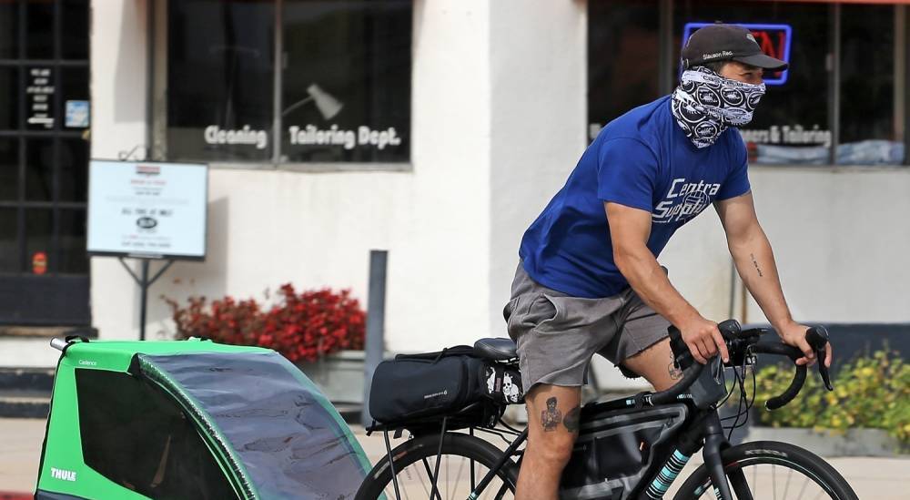 Shia LaBeouf Buys a Child Trailer for His Bicycle - www.justjared.com - city Pasadena