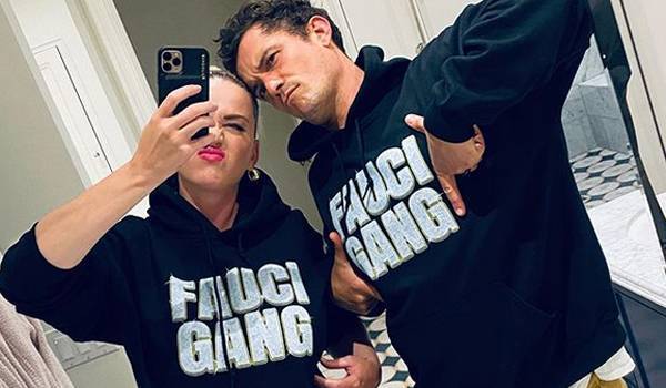 Katy Perry & Orlando Bloom Wear Matching 'Fauci Gang' Sweatshirts! - www.justjared.com
