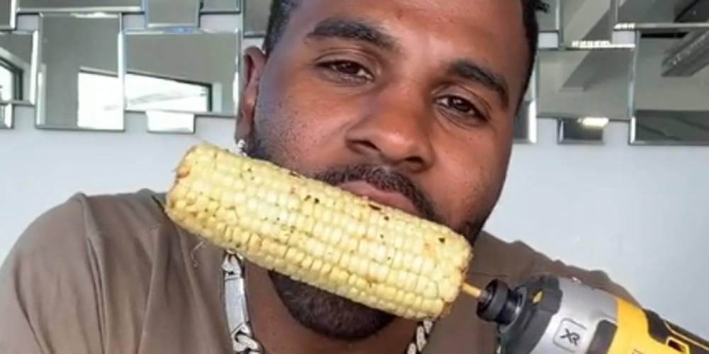 Jason Derulo Appears to Chip His Teeth Eating Corn With a Power Drill on TikTok - Watch (Video) - www.justjared.com