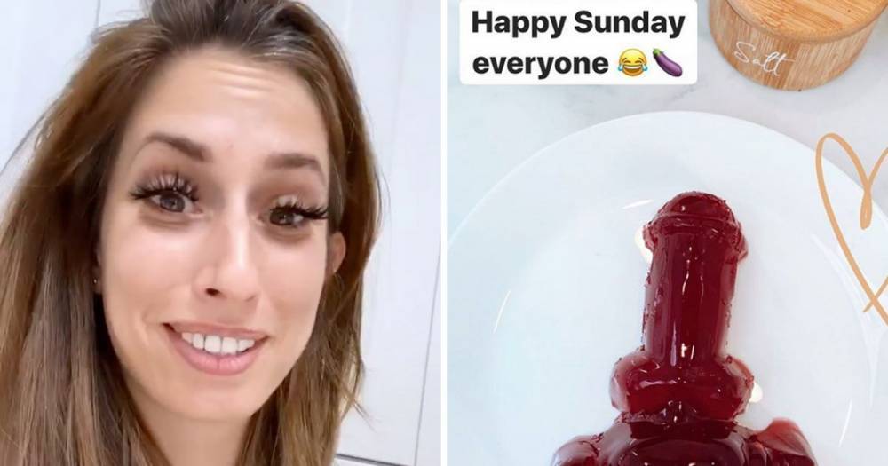 Stacey Solomon creates hilarious 'penis jelly' using the packaging of her son Rex's birthday toy - www.ok.co.uk