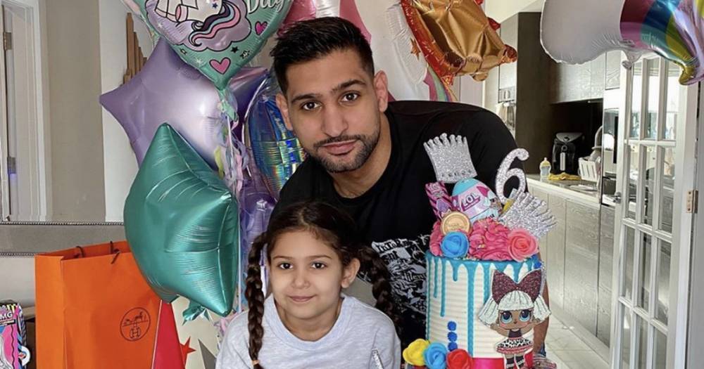 Amir Khan and Faryal Makhdoom celebrate daughter's 6th birthday with cake, balloons and Hermes gifts - www.ok.co.uk