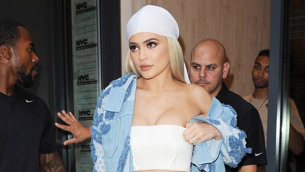 Kylie Jenner Shows Off Memorial Day Hair Makeover In Just A Bikini Top Orange Denim Pants - hollywoodlife.com