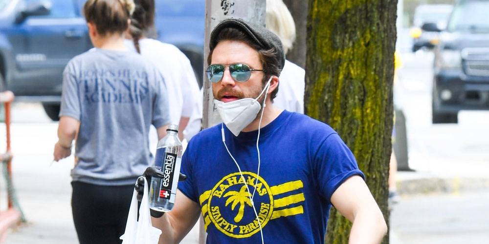 Sebastian Stan Grabs Essentials in a Mask & Gloves in NYC Amid Pandemic - www.justjared.com - New York