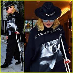Madonna Leaves the Hospital Using a Crutch While Recovering from Injuries - www.justjared.com - London