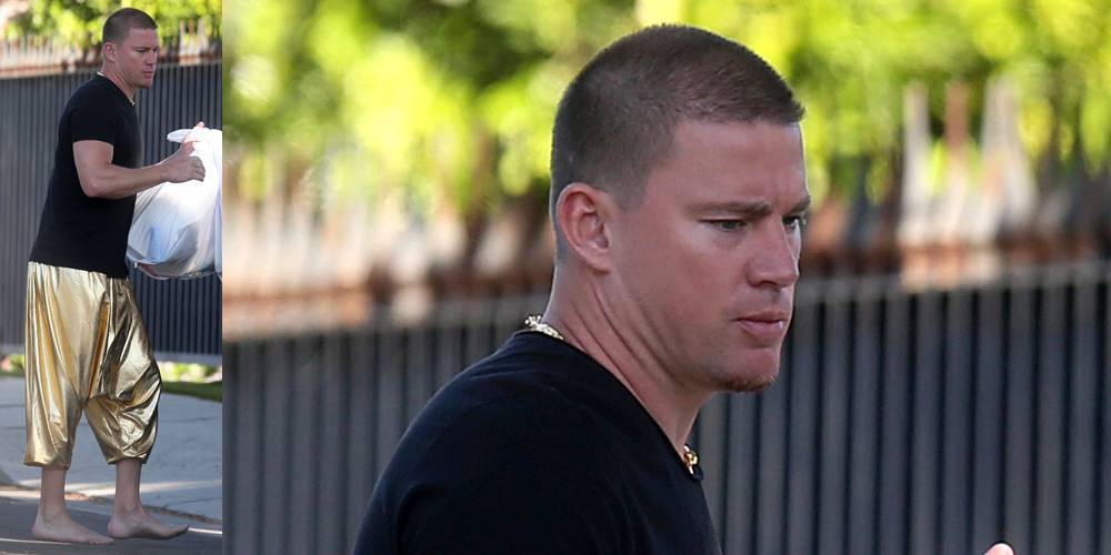 Channing Tatum Wears Gold Harem Pants While Taking Trash Out at Jessie J's House - www.justjared.com - Los Angeles