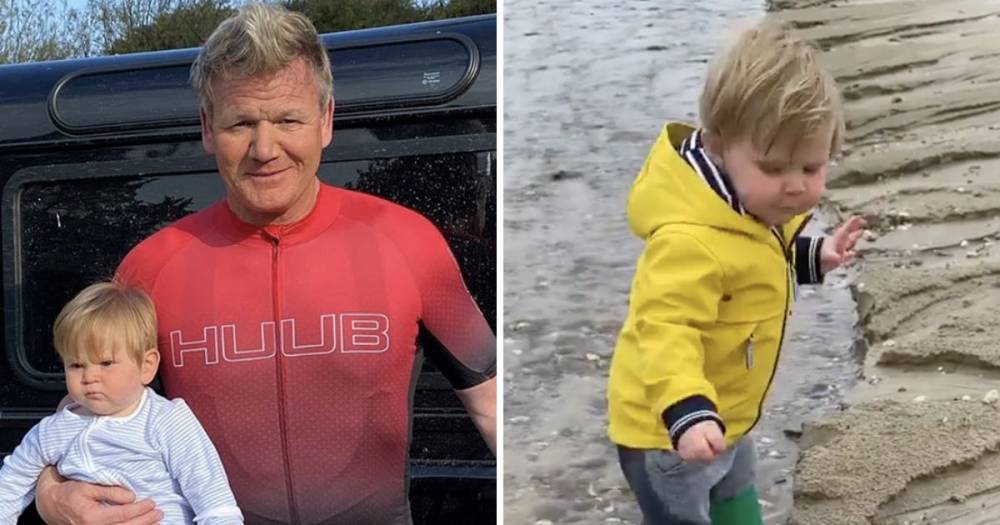 Gordon Ramsay takes adorable son Oscar for Cornwall beach walk after angering locals and 'being handed warning' - www.ok.co.uk