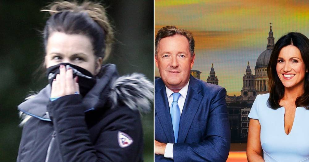 Susanna Reid covers face after Good Morning Britain co-host Piers Morgan suffers coronavirus symptoms - www.ok.co.uk - Britain