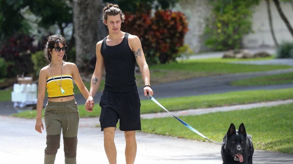 Shawn Mendes & Camila Cabello Take Her Dog Thunder For a Walk in Florida - www.justjared.com - Miami - Florida