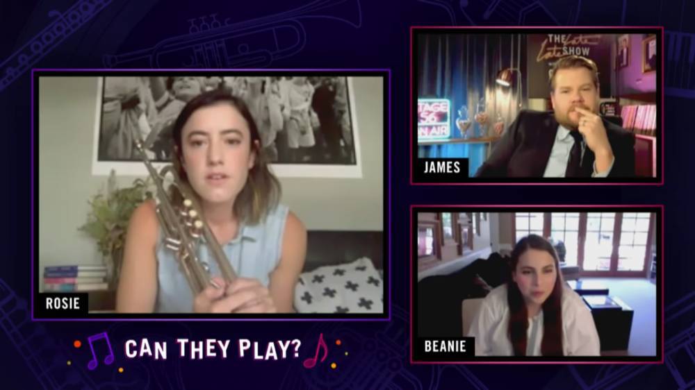 James Corden Is Joined By Beanie Feldstein For A Game Of ‘Can You Play That Instrument?’ - etcanada.com - county Rock