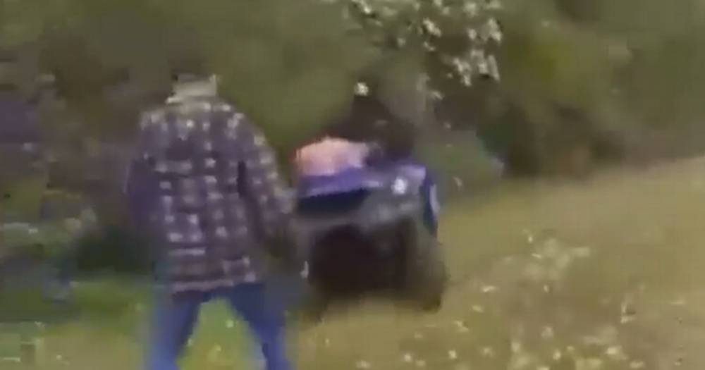 Horror footage shows masked quad biker run over girl, 4, and grandad on lockdown walk - www.dailyrecord.co.uk