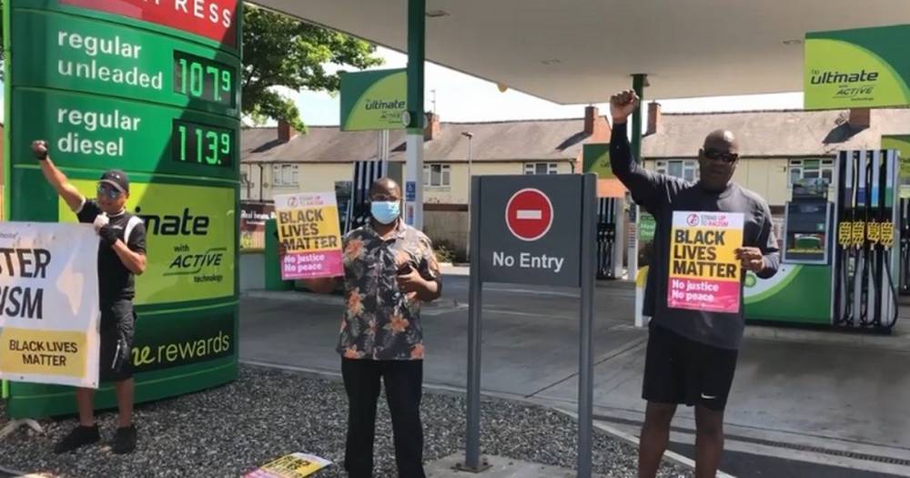 Anti-racism campaigners stage protest over police use of a Taser on a man at a petrol station - www.manchestereveningnews.co.uk - Manchester