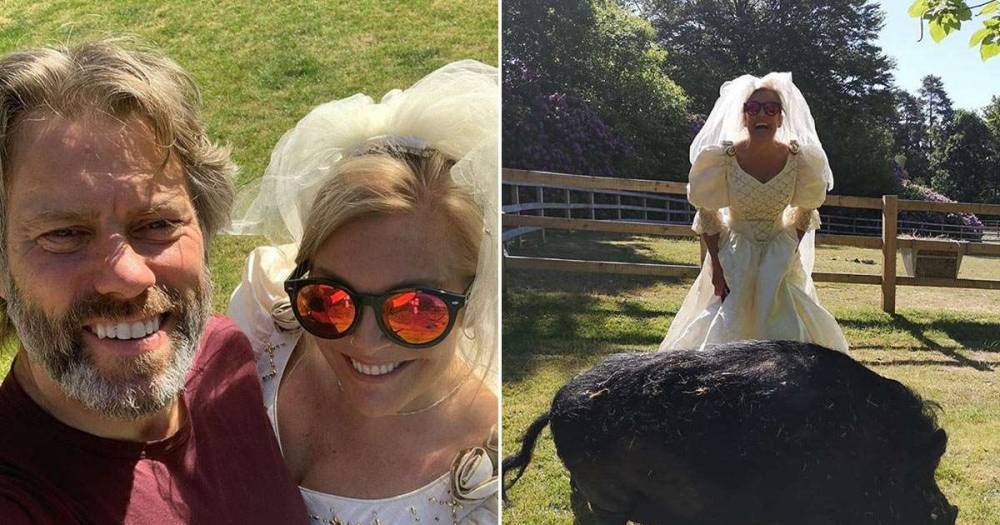 John Bishop's wife shocks fans by wearing wedding dress on home farm - www.msn.com