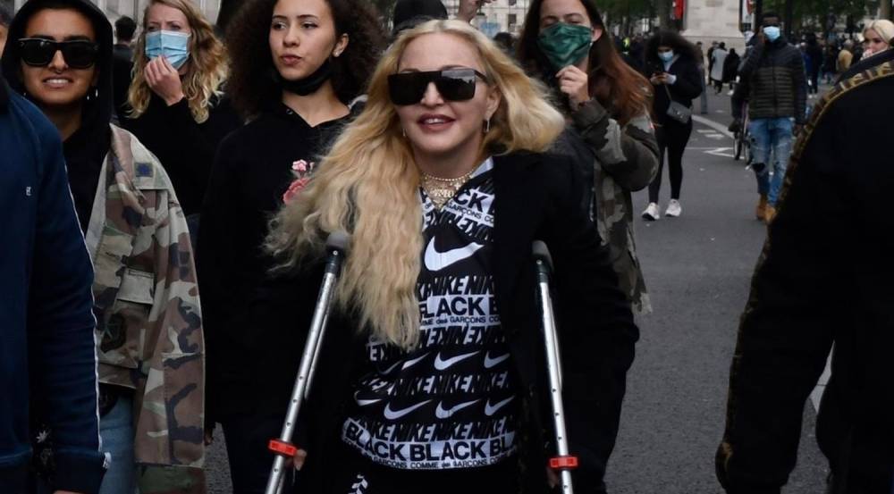 See Photos of Madonna Attending a BLM Protest on Crutches - www.justjared.com - London