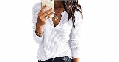 Simple Style! You Can Wear This Waffle Knit Top on Repeat This Fall - www.usmagazine.com