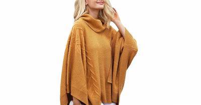 This Roomy Knit Poncho Is the Definition of a Fall Fashion Staple - www.usmagazine.com