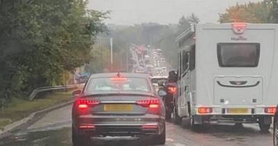 Biker rushed to hospital after M90 crash with car as cops shut road - www.dailyrecord.co.uk