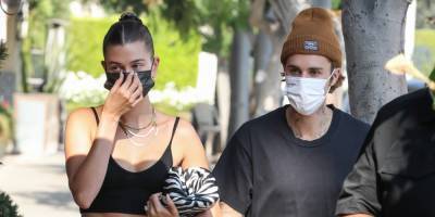 Justin & Hailey Bieber Meet Up For Lunch & Dinner With Friends in LA - www.justjared.com - Beverly Hills