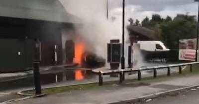 Dramatic moment car waiting at McDonald's drive-thru bursts into flames as customer escapes burning vehicle - www.manchestereveningnews.co.uk - Manchester