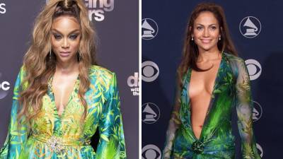 'DWTS' host Tyra Banks recreates Jennifer Lopez's iconic plunging Versace gown look from 2000 Grammys - www.foxnews.com