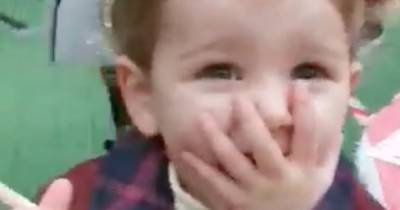Adorable Scots tot falls over with excitement at seeing Santa for first time - www.dailyrecord.co.uk - Scotland - Santa