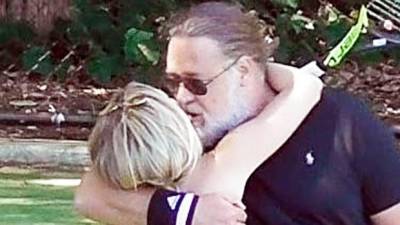 Russell Crowe, 56, Passionately Kisses Rumored Girlfriend Britney Theriot, 30, During Tennis Match - hollywoodlife.com