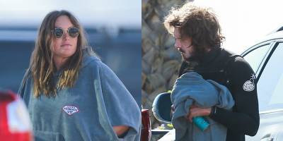 Adam Brody Sports Scruffy Beard While Going Surfing With Wife Leighton Meester - www.justjared.com - Malibu - county Pacific