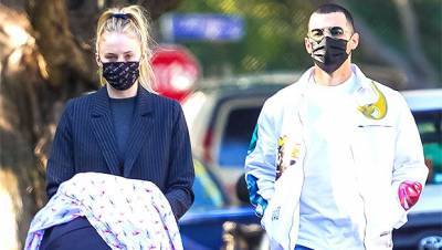 Sophie Turner Rocks Pinstripe Blazer For A Stroll With Joe Jonas Daughter Willa, 3 Mos. — See Pics - hollywoodlife.com